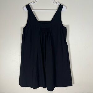 Eileen Fischer Black Cinched Sleeveless Cotton Pocket Dress Small